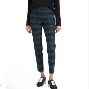 Banana Republic Women 18 Green Plaid Hayden Pants Pull On Ankle Holiday #653844